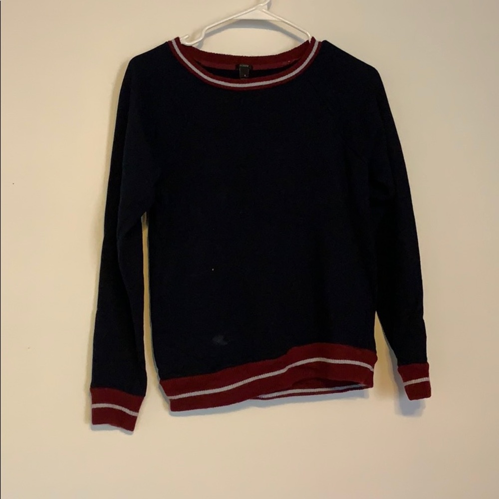 Navy j. Crew crewneck sweater with red edges